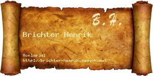 Brichter Henrik névjegykártya